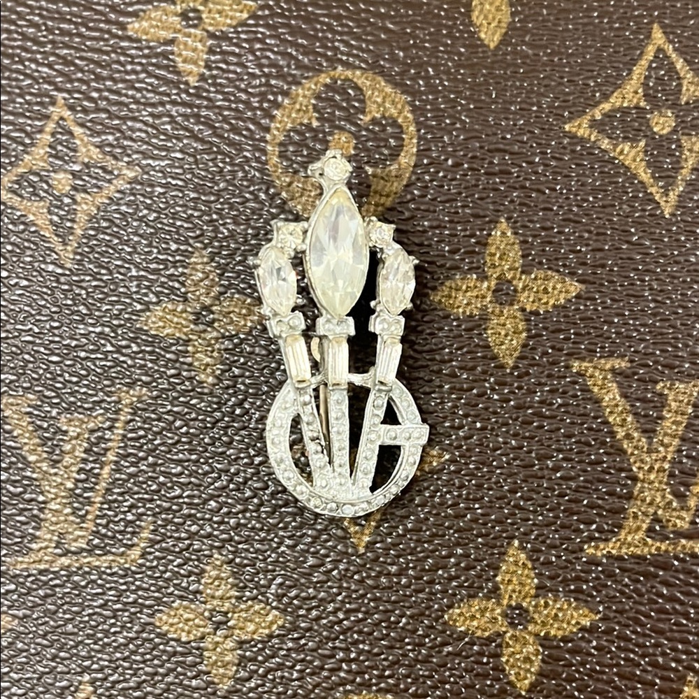 Vintage Silver Crystal Brooch